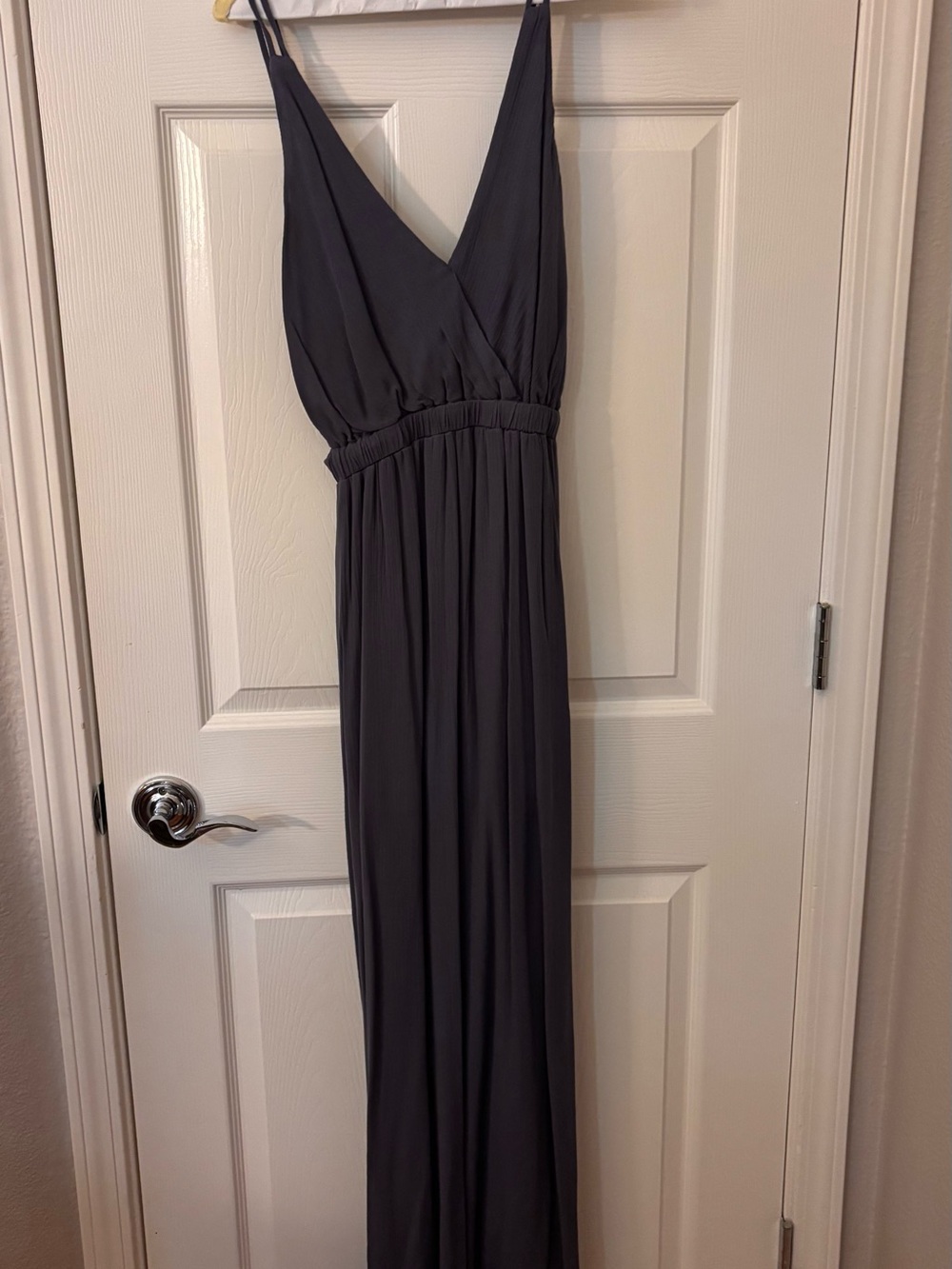 Lulu's Charcoal Gray Deep V Maxi Dress